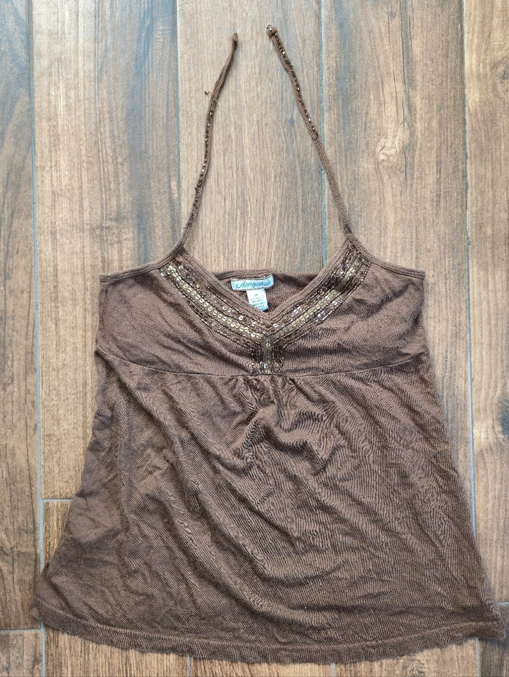 Vintage Aeropostale Halter Princess Cut Boho Y2K Tank Medium - Picture 2 of 9